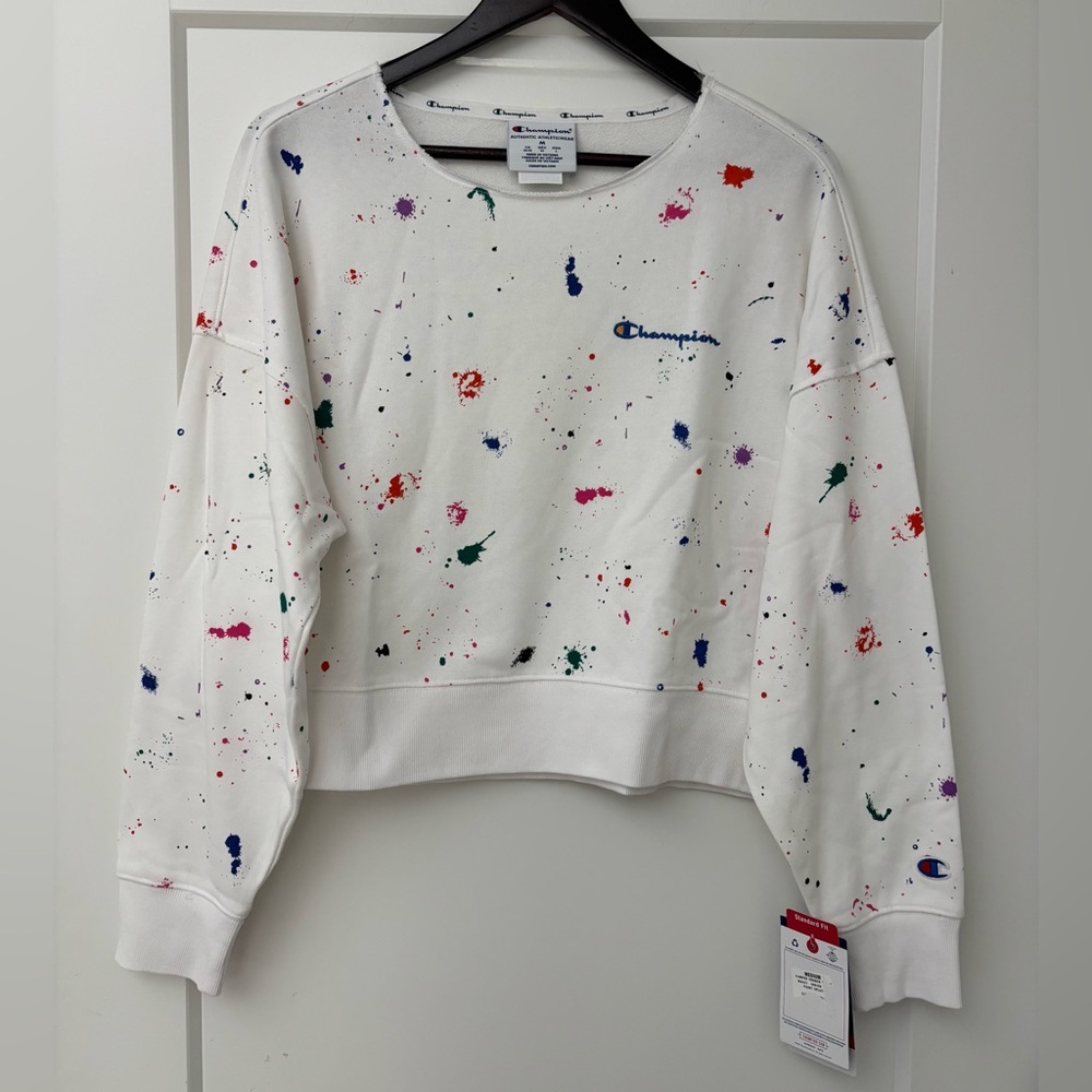 Champion Women's Paint Splatter Cropped Sweatshirt